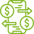 ícone verde de saída e entrada de dinheiro do celular